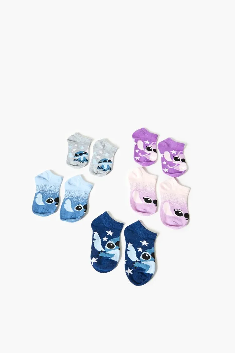 Forever 21 Girls Stitch & Angel Ankle Socks Pink/Blue Forever 21