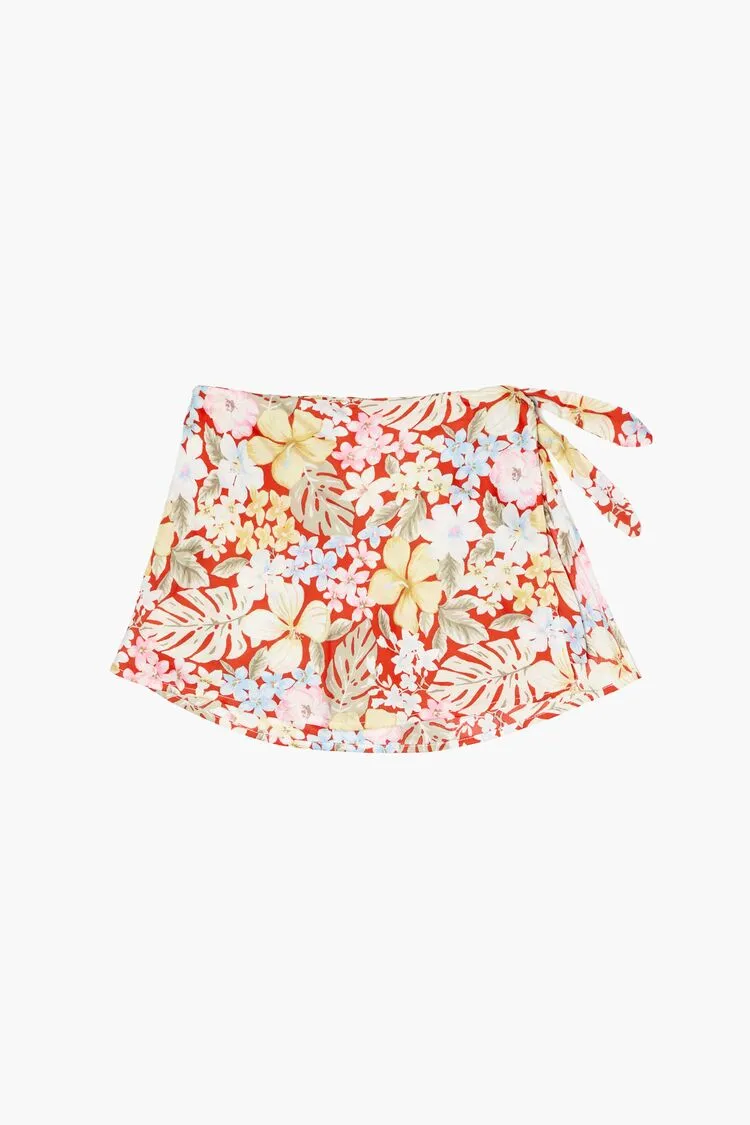 Forever 21 Girls Tropical Floral Skirt (Kids) Red/Multi Forever 21