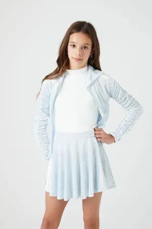 Forever 21 Girls Velvet Skater Skirt (Kids) Blue Forever 21