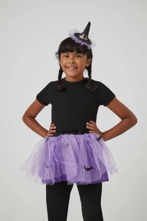 Forever 21 Girls Witch Skirt & Hat Costume Set (Kids) Black/Purple Forever 21