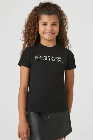 Forever 21 Girls Zebra New York T-Shirt (Kids) Black/Multi Forever 21