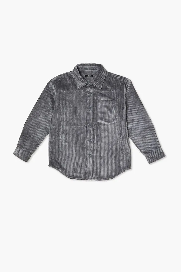 Forever 21 Kids Corduroy Shirt (Girls   Boys) Dark Grey Forever 21