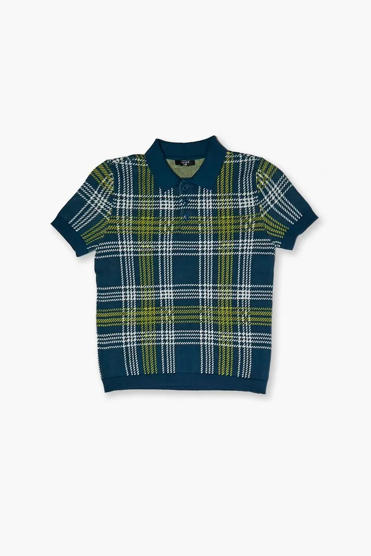 Forever 21 Kids Plaid Polo Shirt (Girls   Boys) Blue/Multi Forever 21