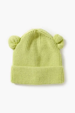 Forever 21 Kids Ribbed Bear Beanie (Girls   Boys) Green Forever 21