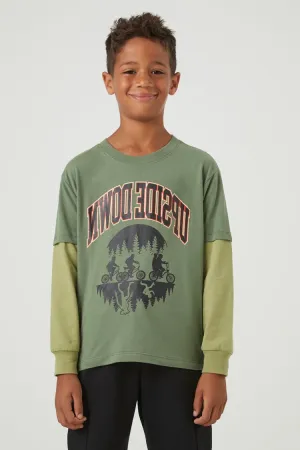 Forever 21 Kids Upside Down Combo T-Shirt (Girls   Boys) Olive/Multi Forever 21