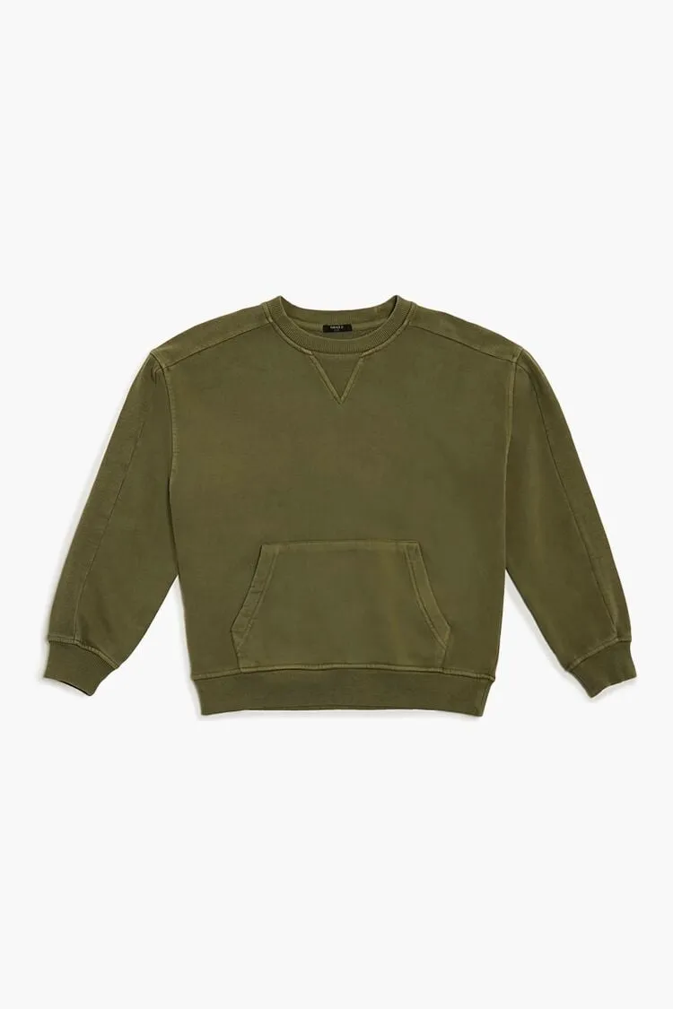 Forever 21 Kids V-Notch Pullover (Girls   Boys) Olive Forever 21