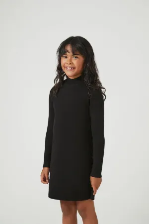 Forever 21 Knit Girls Long-Sleeve Sweater Winter Dress (Kids) Black Forever 21