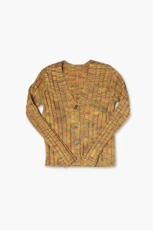 Forever 21 Knit Girls Marled Cardigan Sweater (Kids) Orange/Multi Forever 21