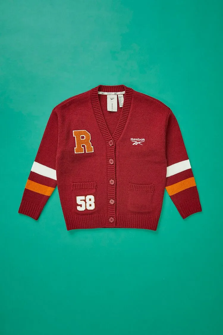 Forever 21 Knit Girls Reebok Cardigan Sweater (Kids) Red/Multi Forever 21