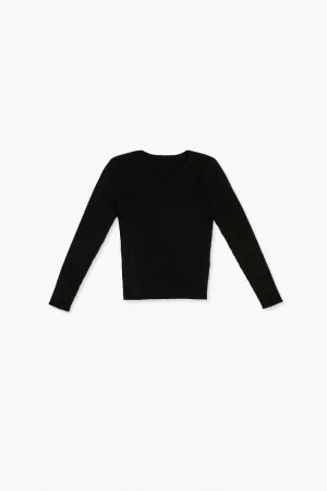 Forever 21 Knit Girls V-Neck Sweater (Kids) Black Forever 21