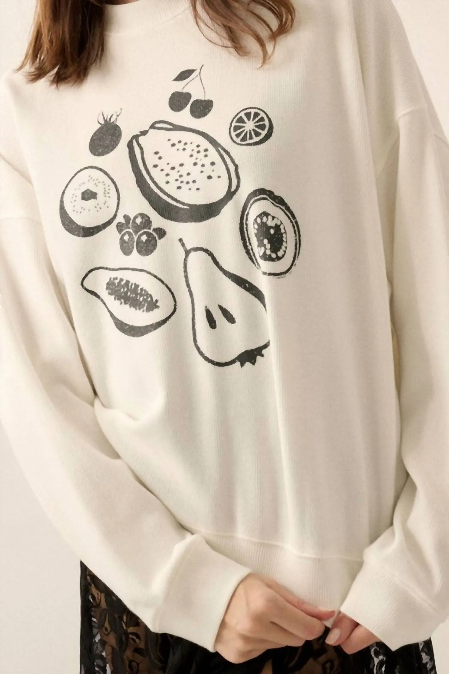 Fruits Waffle-Knit Top In White