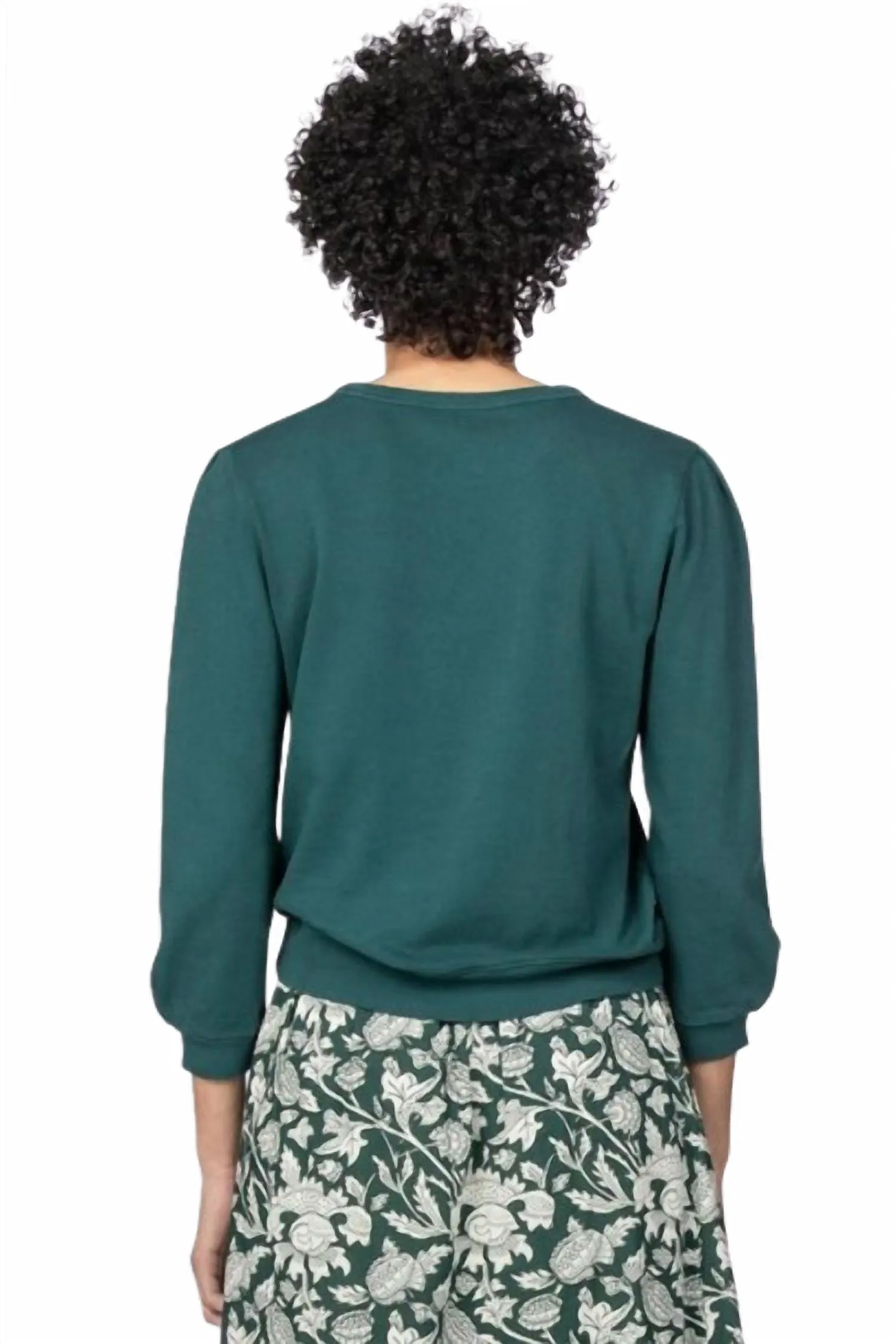Full Sleeve Crewneck Terry Sweatshirt In Pine