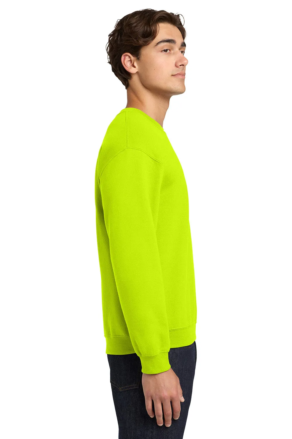 Gildan Mens Pill Resistant Fleece Crewneck Sweatshirt - Safety Green