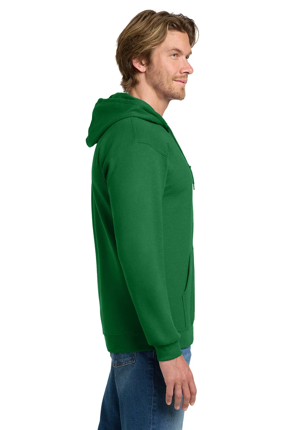 Gildan Mens Pill Resistant Full Zip Hooded Sweatshirt Hoodie w/ Pockets - Irish Green