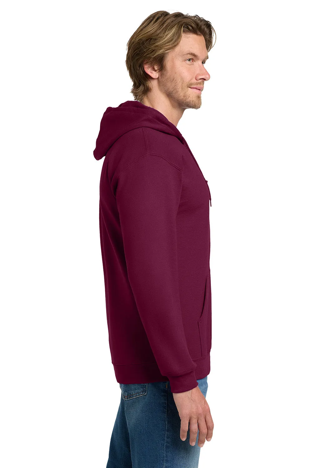 Gildan Mens Pill Resistant Full Zip Hooded Sweatshirt Hoodie w/ Pockets - Maroon