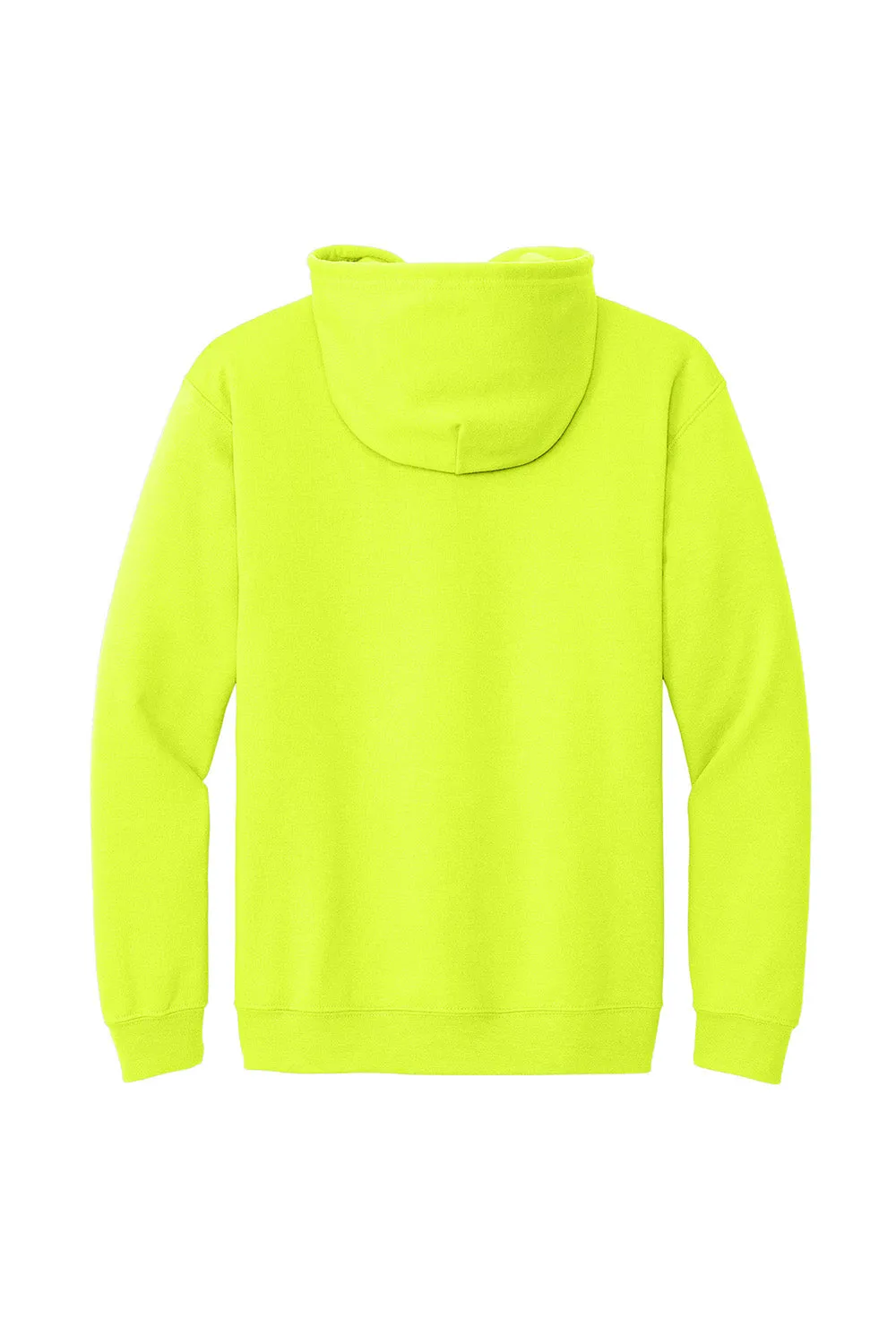 Gildan Mens Pill Resistant Full Zip Hooded Sweatshirt Hoodie w/ Pockets - Safety Green