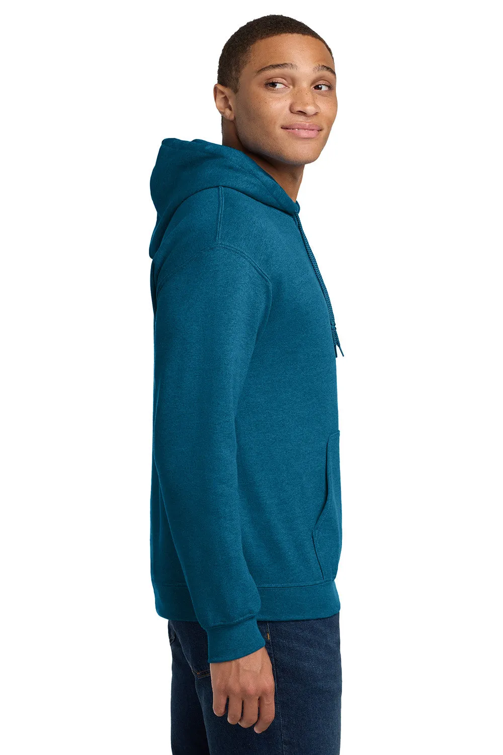 Gildan Mens Pill Resistant Hooded Sweatshirt Hoodie w/ Pouch Pocket - Antique Sapphire Blue