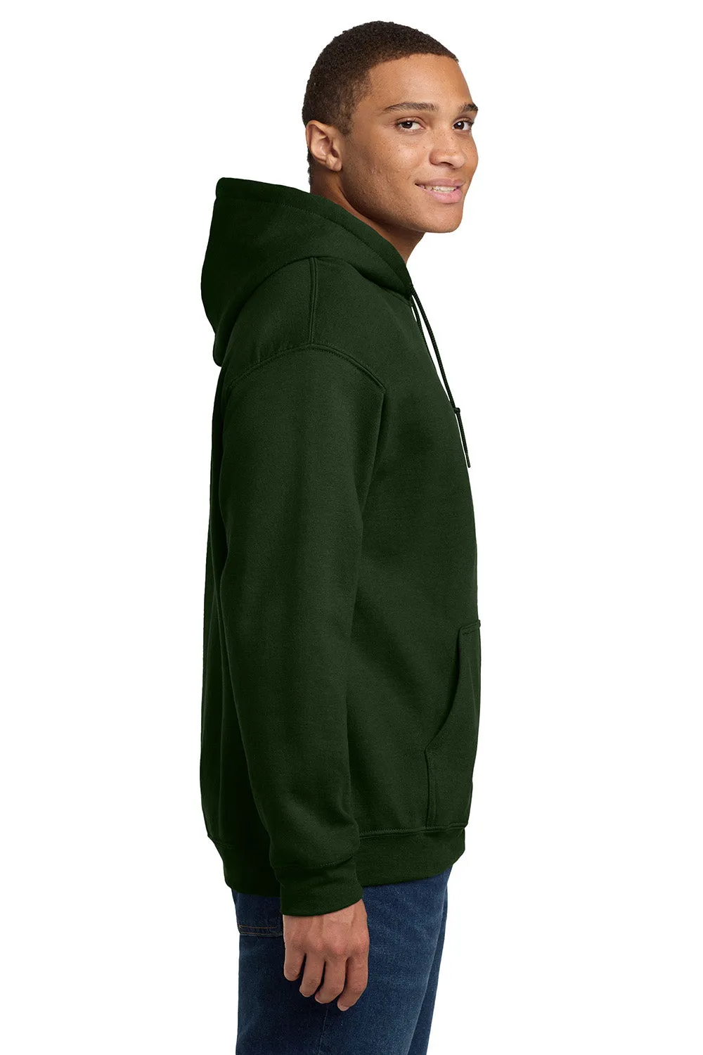 Gildan Mens Pill Resistant Hooded Sweatshirt Hoodie w/ Pouch Pocket - Forest Green