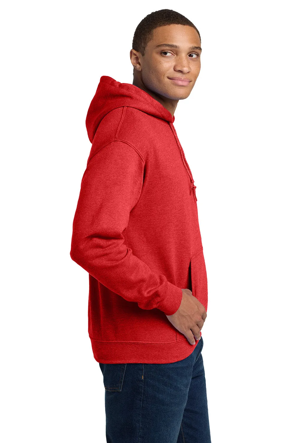 Gildan Mens Pill Resistant Hooded Sweatshirt Hoodie w/ Pouch Pocket - Heather Scarlet Red