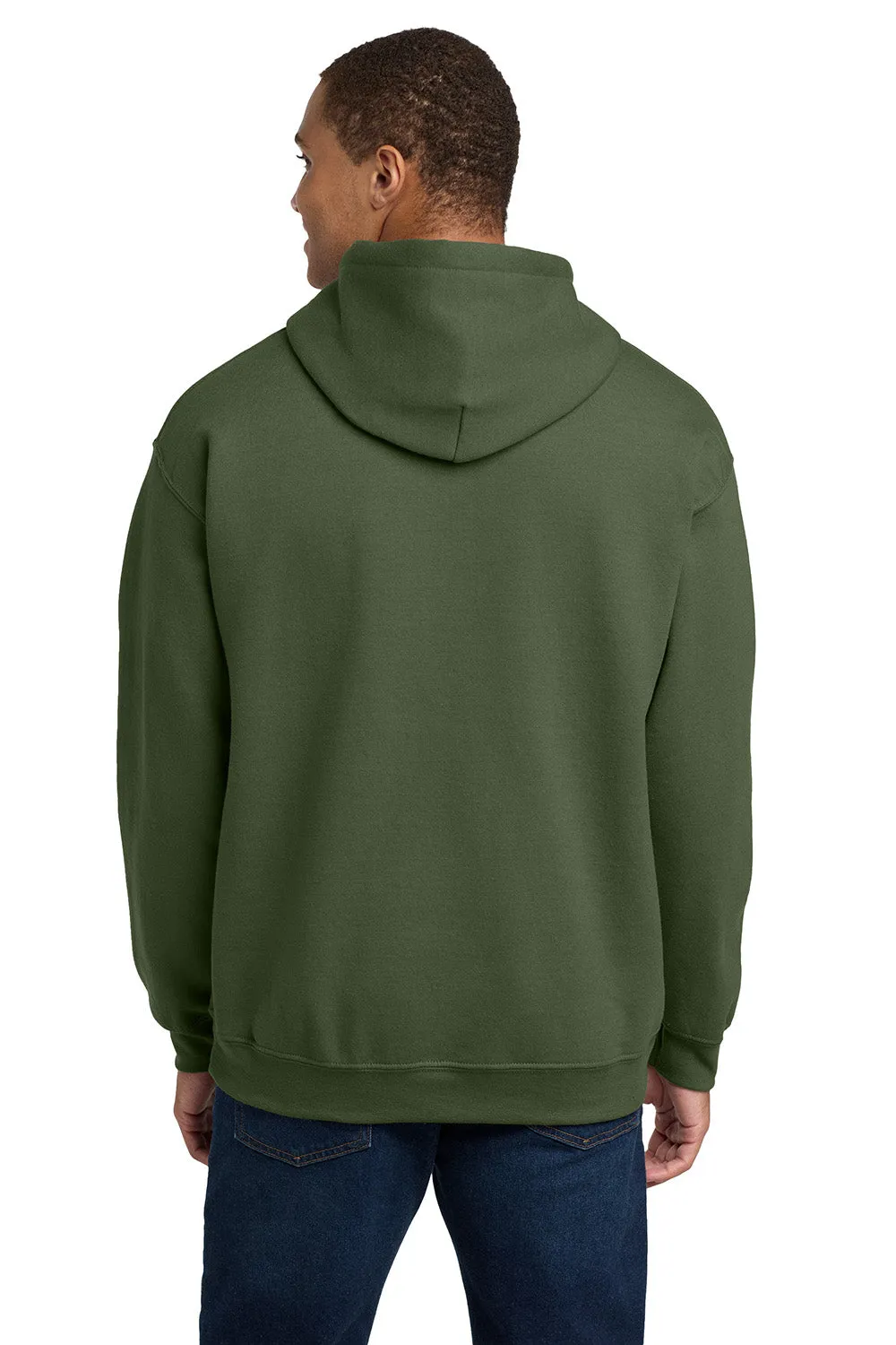 Gildan Mens Pill Resistant Hooded Sweatshirt Hoodie w/ Pouch Pocket - Military Green