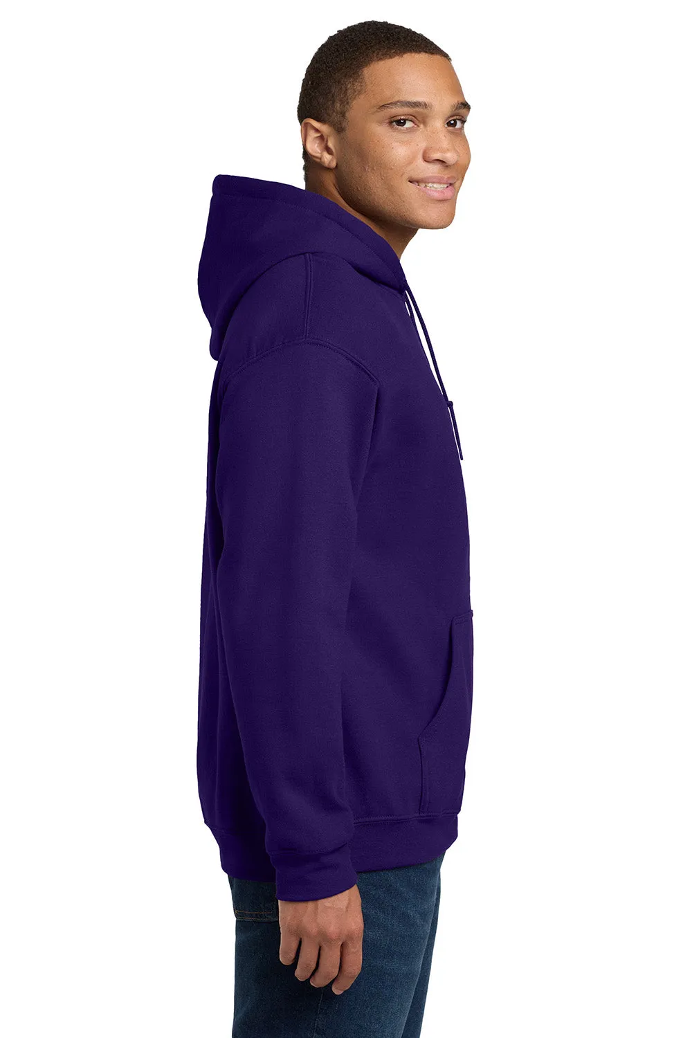 Gildan Mens Pill Resistant Hooded Sweatshirt Hoodie w/ Pouch Pocket - Purple