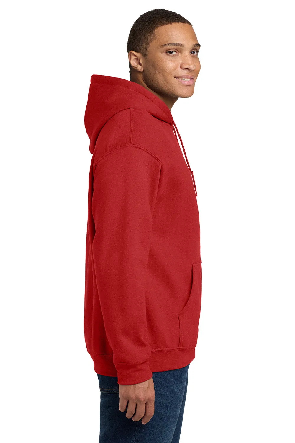 Gildan Mens Pill Resistant Hooded Sweatshirt Hoodie w/ Pouch Pocket - Red