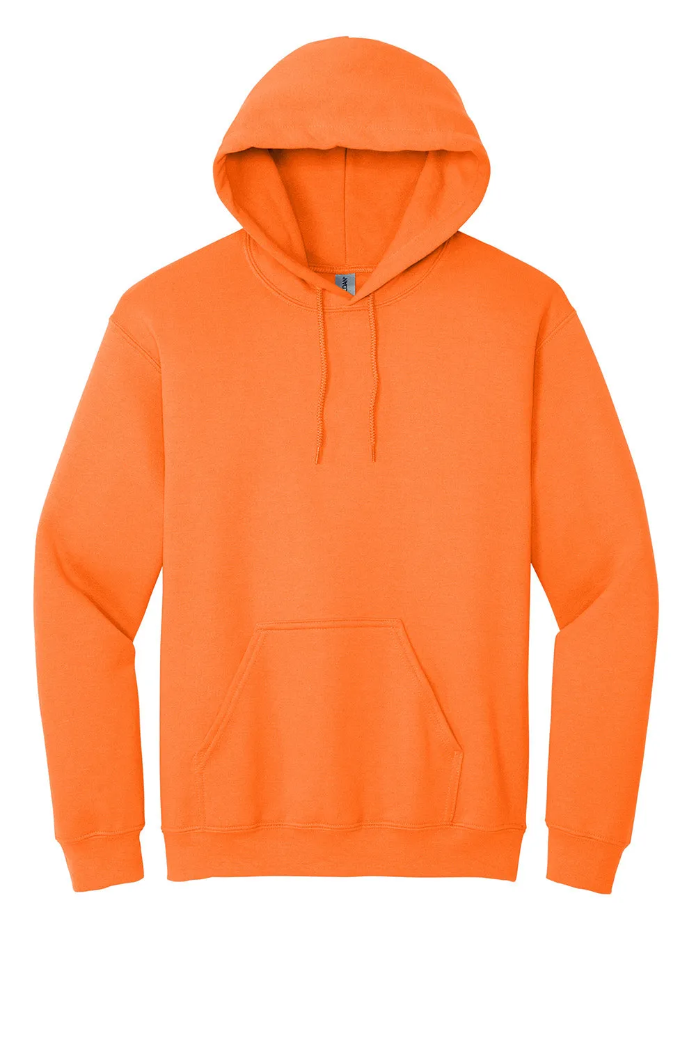 Gildan Mens Pill Resistant Hooded Sweatshirt Hoodie w/ Pouch Pocket - Safety Orange