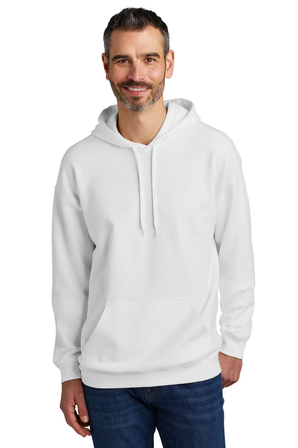 Gildan Mens Softstyle Hooded Sweatshirt Hoodie w/ Pouch Pocket - White
