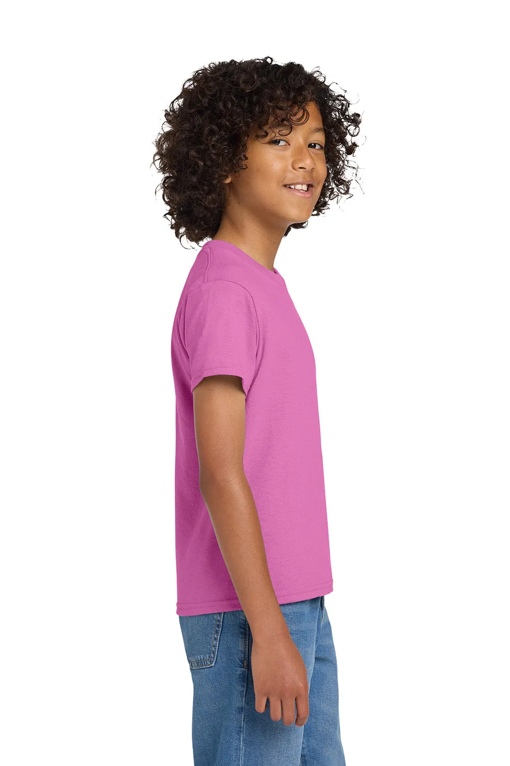 Gildan Youth DryBlend Moisture Wicking Short Sleeve Crewneck T-Shirt - Azalea Pink