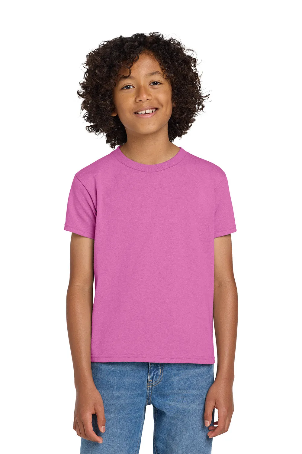 Gildan Youth DryBlend Moisture Wicking Short Sleeve Crewneck T-Shirt - Azalea Pink