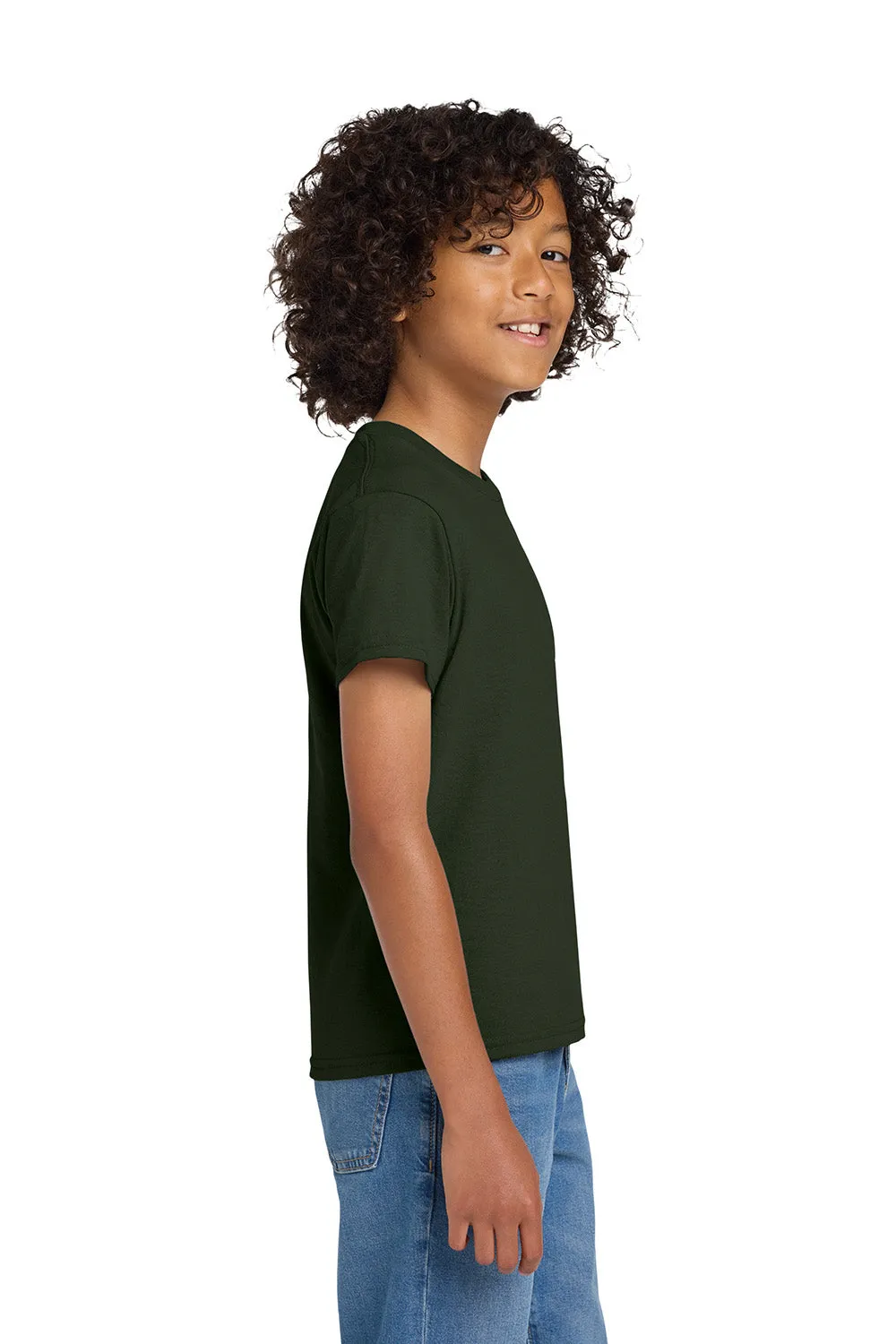 Gildan Youth DryBlend Moisture Wicking Short Sleeve Crewneck T-Shirt - Forest Green