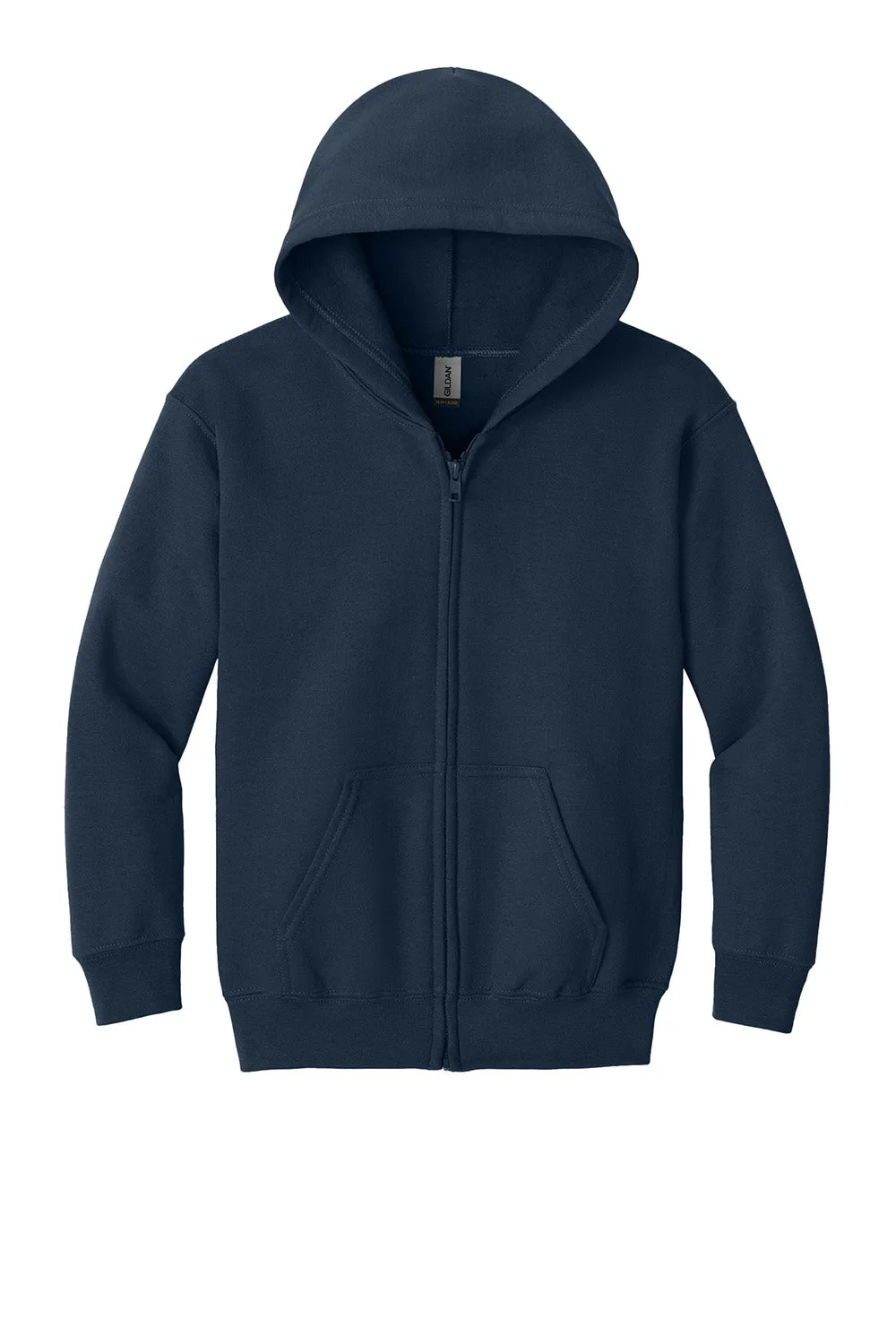 Gildan Youth Heavy Blend Full Zip Hooded Sweatshirt Hoodie w/ Pockets - Navy Blue