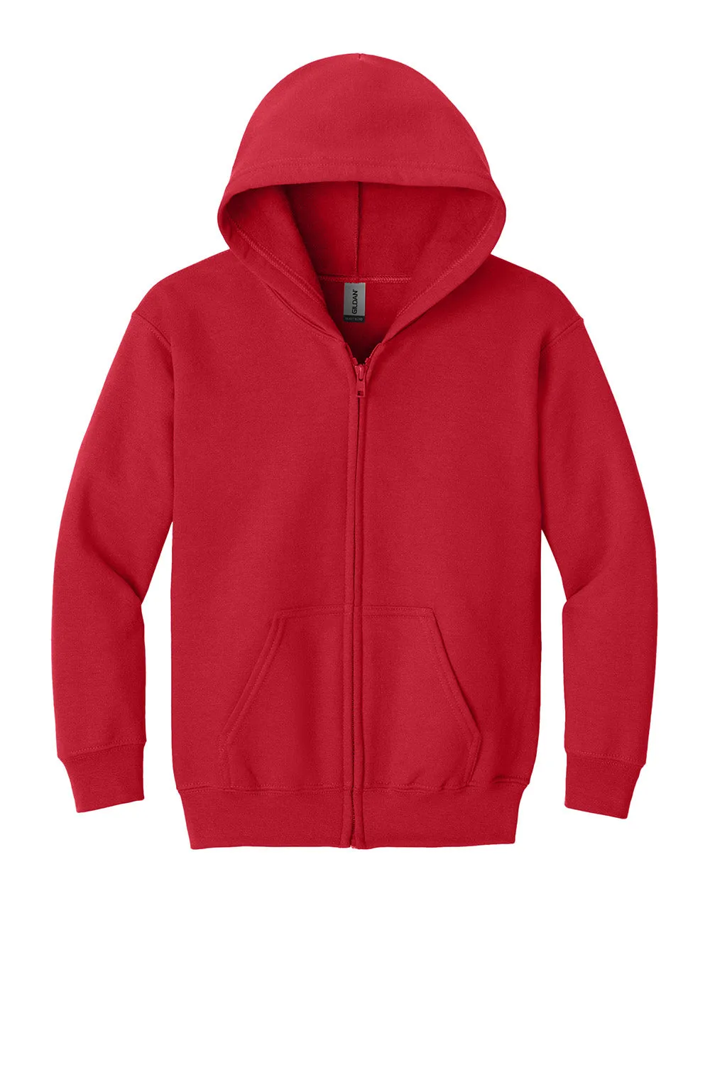 Gildan Youth Heavy Blend Full Zip Hooded Sweatshirt Hoodie w/ Pockets - Red