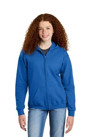 Gildan Youth Heavy Blend Full Zip Hooded Sweatshirt Hoodie w/ Pockets - Royal Blue