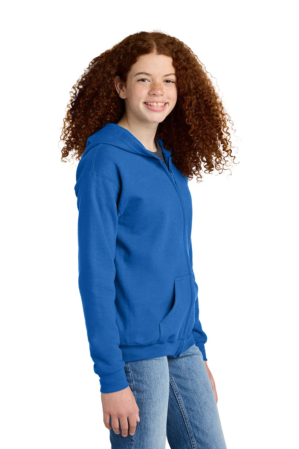 Gildan Youth Heavy Blend Full Zip Hooded Sweatshirt Hoodie w/ Pockets - Royal Blue