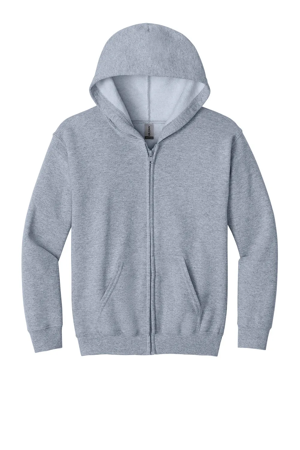 Gildan Youth Heavy Blend Full Zip Hooded Sweatshirt Hoodie w/ Pockets - Sport Grey