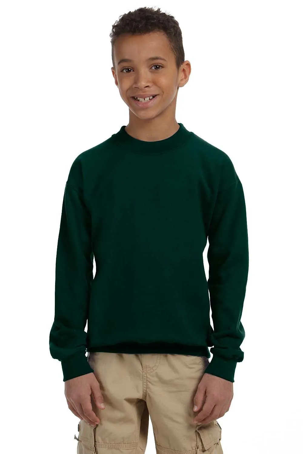 Gildan Youth Pill Resistant Fleece Crewneck Sweatshirt - Forest Green