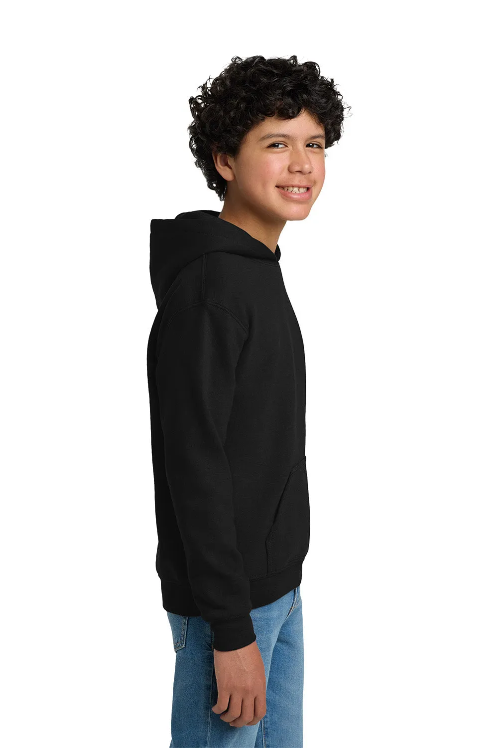 Gildan Youth Pill Resistant Hooded Sweatshirt Hoodie w/ Pouch Pocket - Black