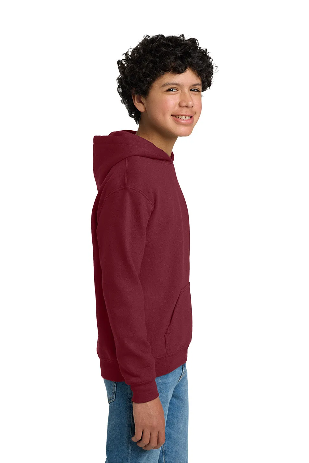 Gildan Youth Pill Resistant Hooded Sweatshirt Hoodie w/ Pouch Pocket - Cardinal Red