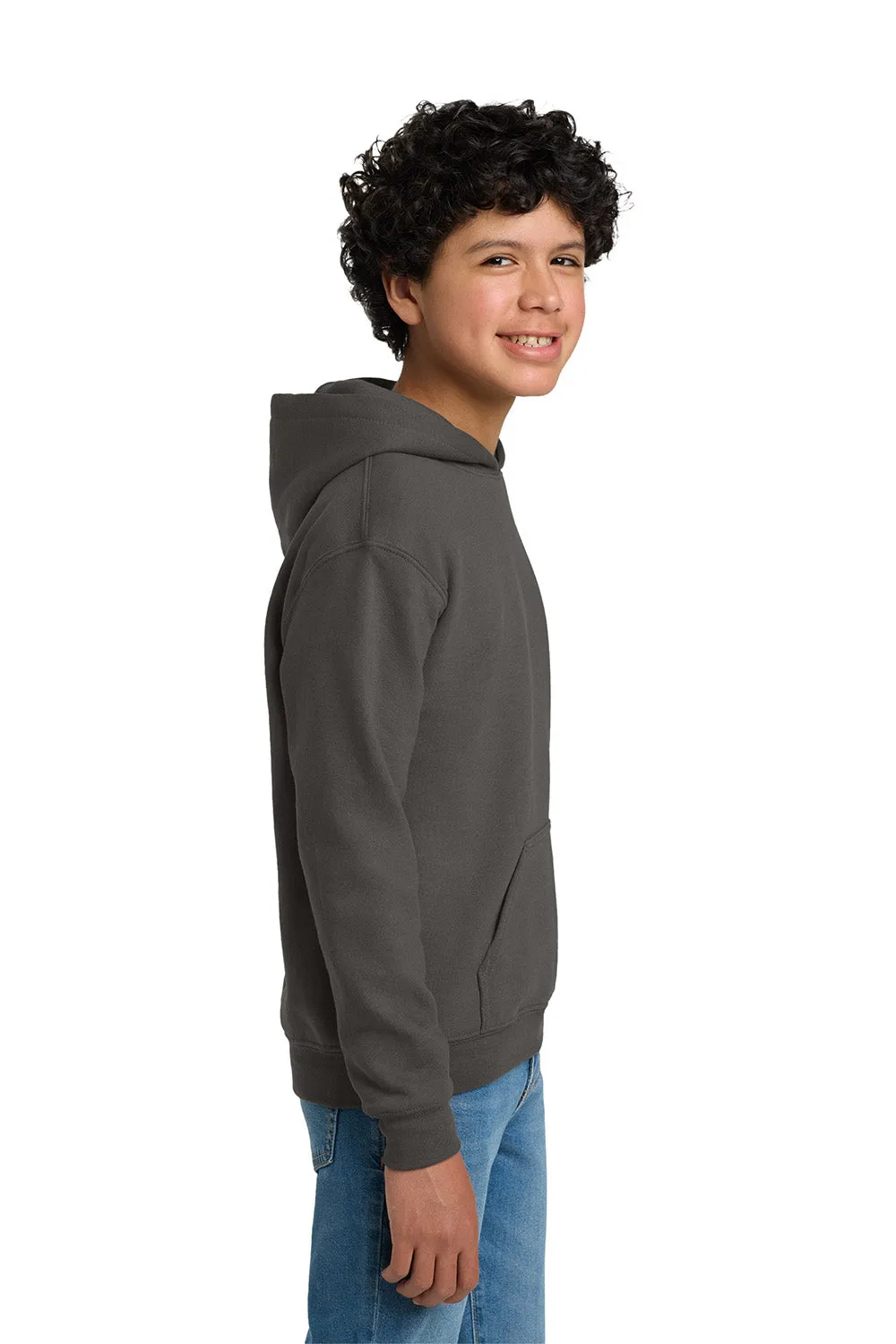 Gildan Youth Pill Resistant Hooded Sweatshirt Hoodie w/ Pouch Pocket - Charcoal Grey