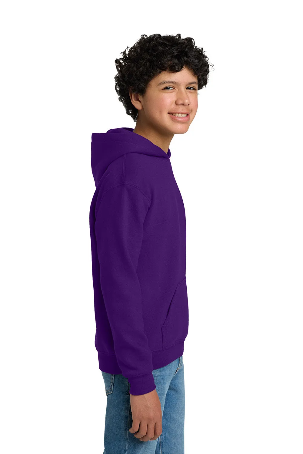 Gildan Youth Pill Resistant Hooded Sweatshirt Hoodie w/ Pouch Pocket - Purple