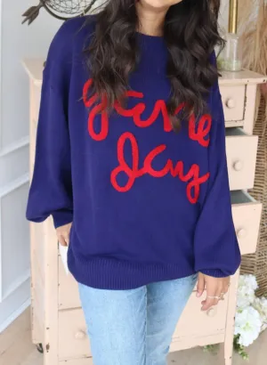 Go Team Crewneck Sweatshirt In Navy/ Red