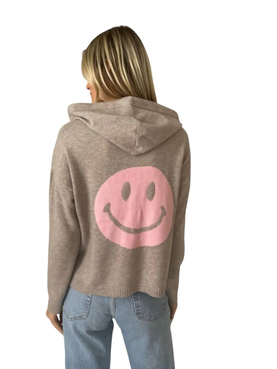 Good Mood Hoodie Sweater In Latte/pink
