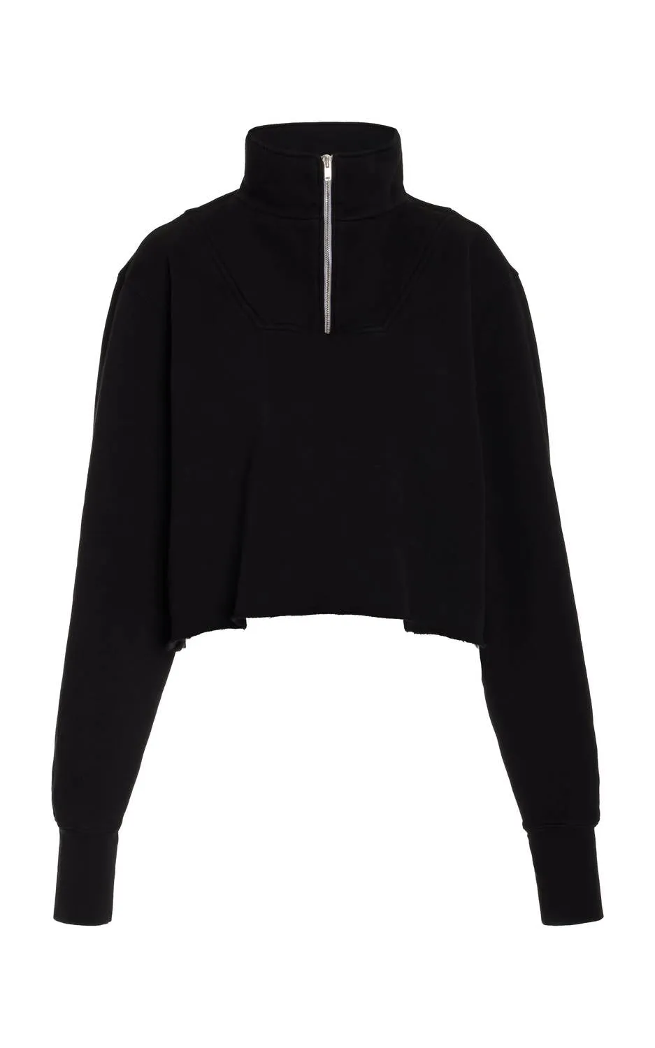 Haley Crop Half Zip Pullover Sweatshirt In Vintage Black