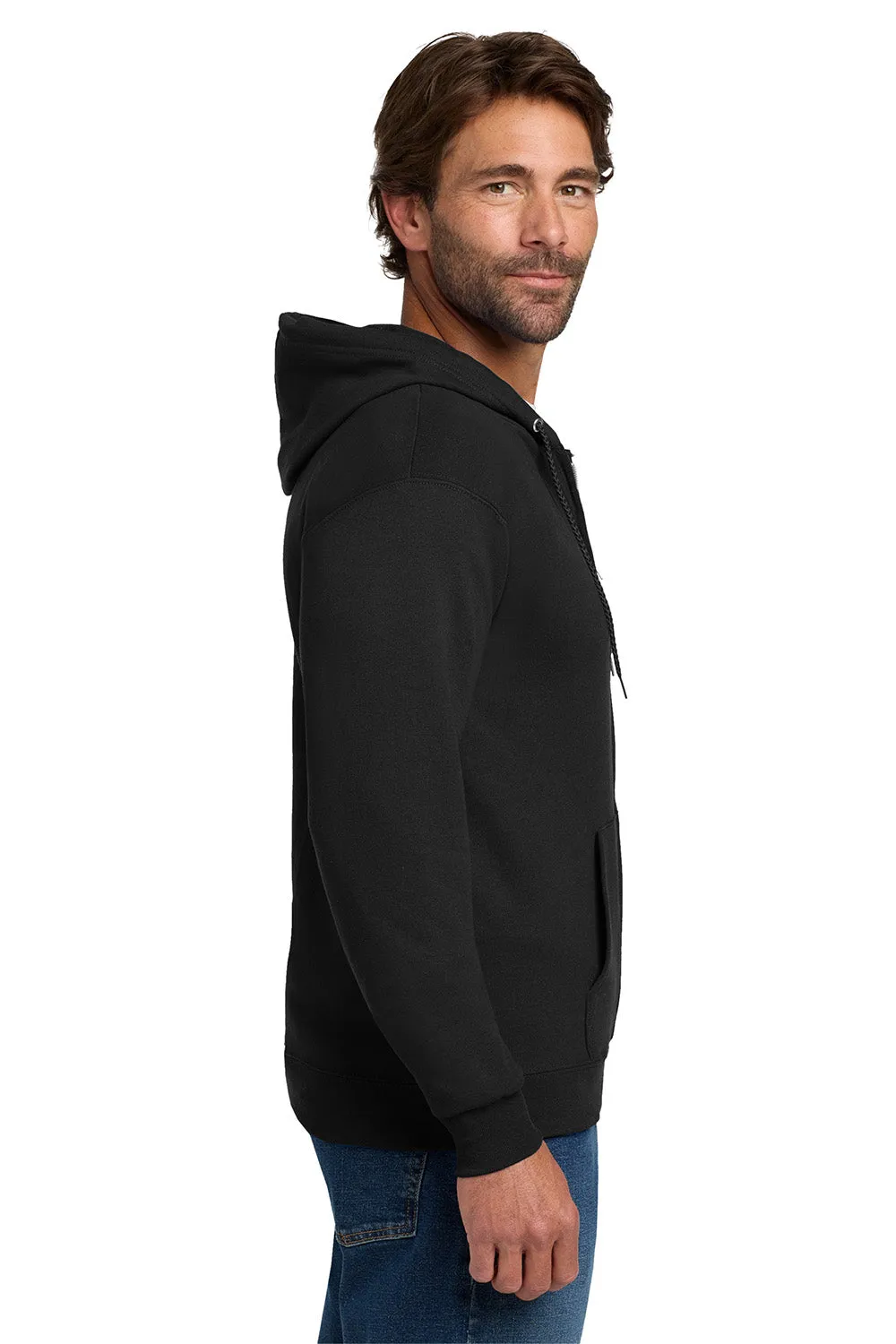 Hanes Mens EcoSmart Print Pro XP Pill Resistant Full Zip Hooded Sweatshirt Hoodie w/ Pockets - Black