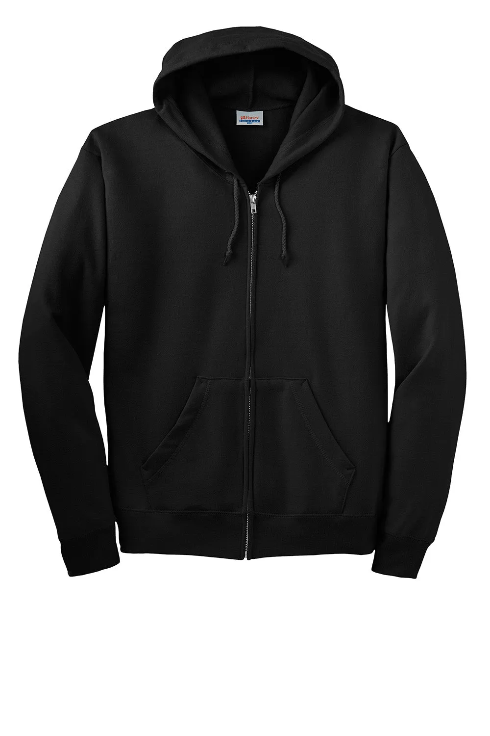 Hanes Mens EcoSmart Print Pro XP Pill Resistant Full Zip Hooded Sweatshirt Hoodie w/ Pockets - Black