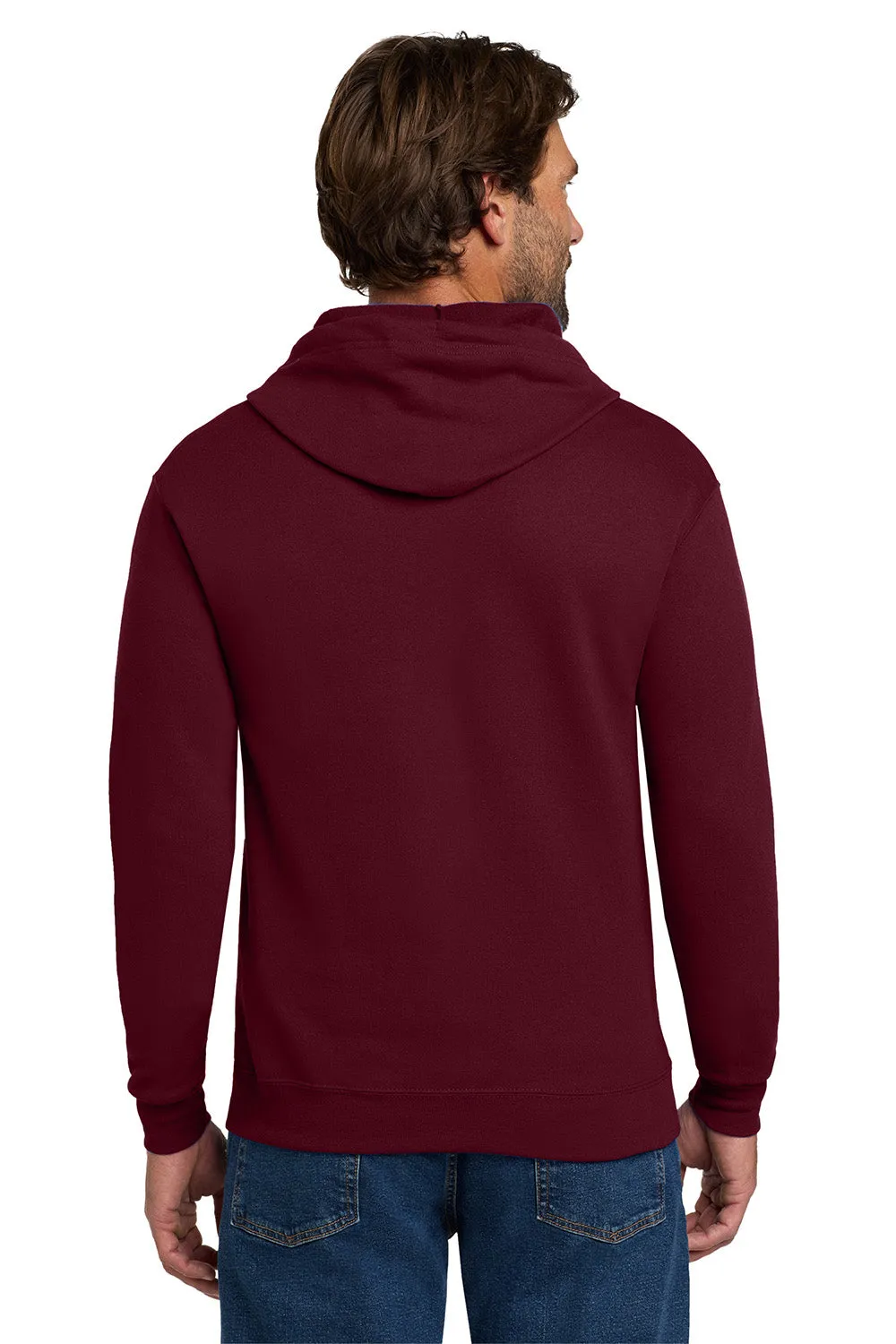 Hanes Mens EcoSmart Print Pro XP Pill Resistant Full Zip Hooded Sweatshirt Hoodie w/ Pockets - Maroon