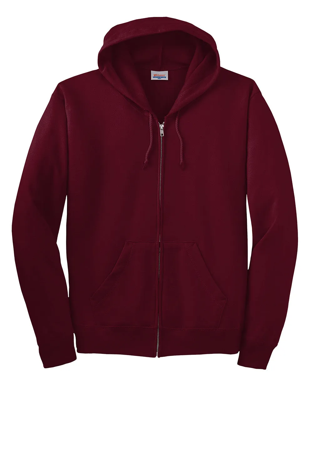 Hanes Mens EcoSmart Print Pro XP Pill Resistant Full Zip Hooded Sweatshirt Hoodie w/ Pockets - Maroon