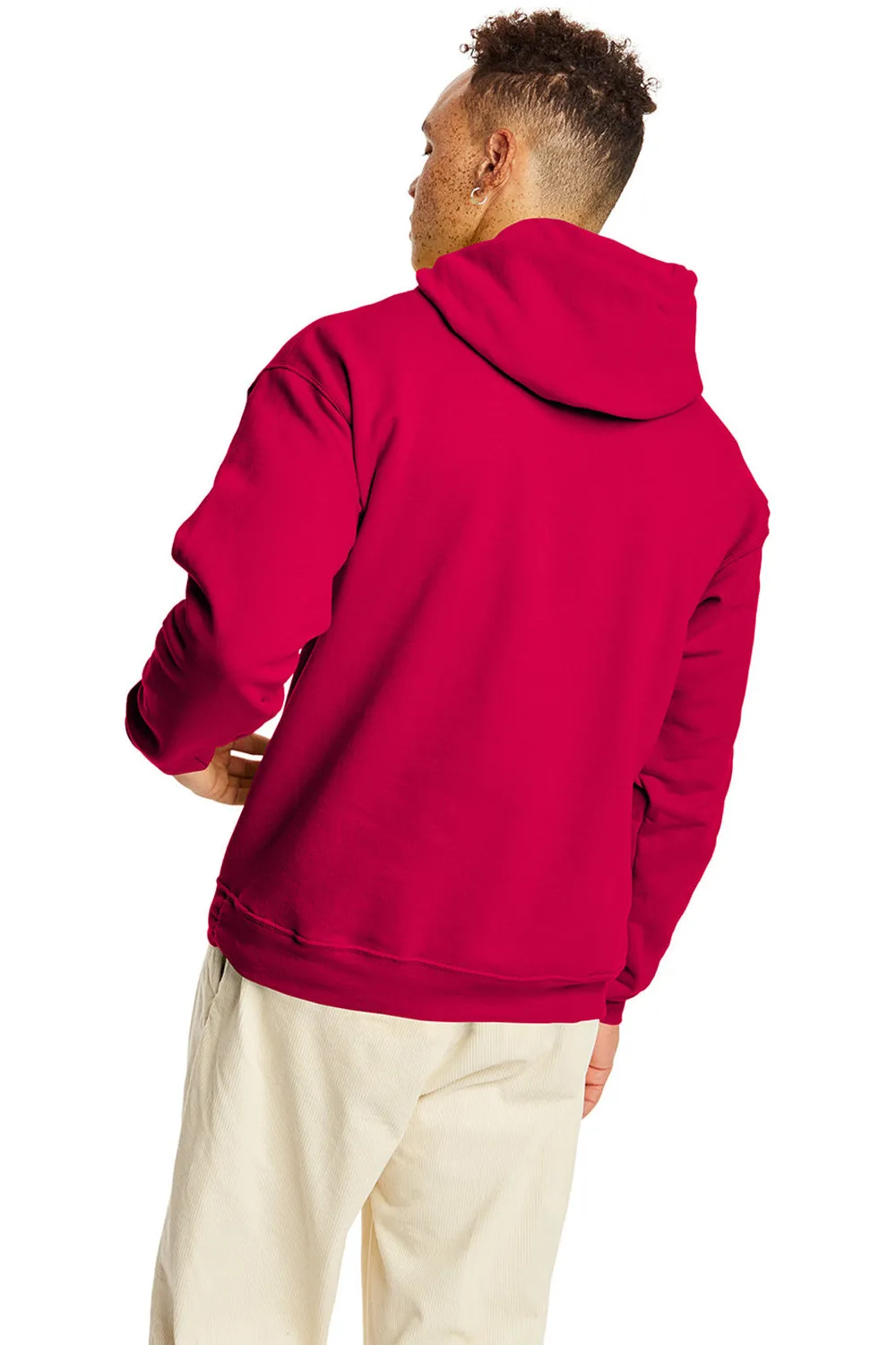 Hanes Mens EcoSmart Print Pro XP Pill Resistant Hooded Sweatshirt Hoodie w/ Pouch Pocket - Athletic Crimson Red