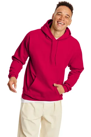 Hanes Mens EcoSmart Print Pro XP Pill Resistant Hooded Sweatshirt Hoodie w/ Pouch Pocket - Athletic Crimson Red
